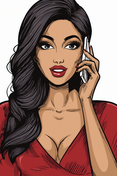 sexy-woman-having-phone-sex Gorgeous phone sex girl in a red top
